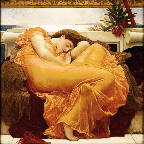 Wandkleed Flaming June – Sir Fredrick Leighton – 100×100 cm