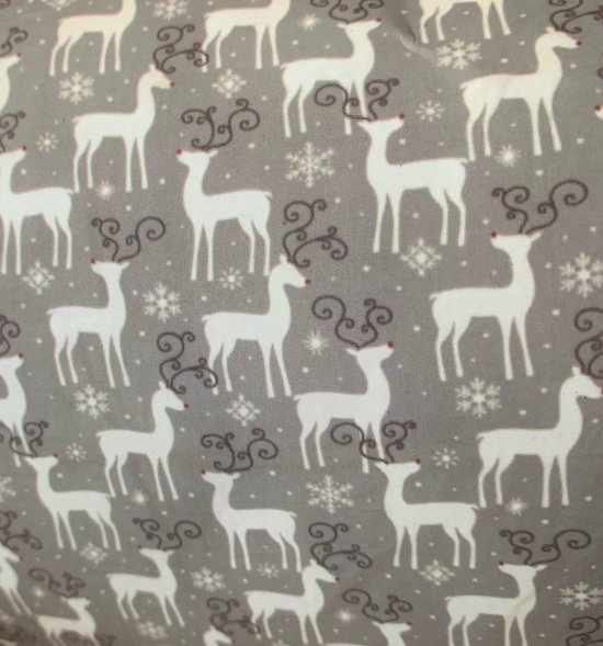 Fleece plaid - 130 x 160 cm - Kerst - Herten - Grijs