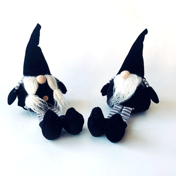 Wichtel - Kerst - Plush - Zwarte hoed en lange benen - Set van 2 - 42 cm