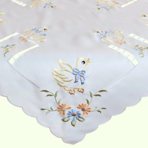 Tafelkleed - Pasen - Eend met bloemen - Vierkant 85 cm