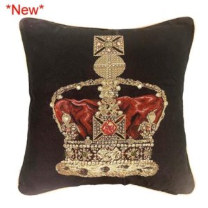 Kussenhoes – luxe gobelinstof- Crown – Kroon – zwarte achtergrond - 45 x 45 cm