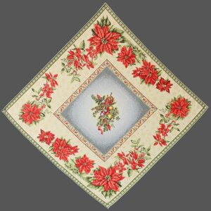 Tafelkleed - Gobelinstof - Kerst - Kerststerren-Bloemen - 95 x 95 cm