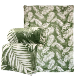 Plaid - Fien - Hedge Groen - Groen met witte bladeren motief - 150 x 200 cm