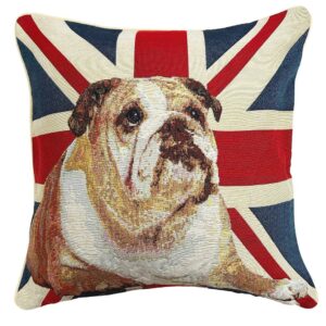 Kussenhoes - Luxe gobelinstof - Engelse Bulldog - Union Jack - Engelse Vlag