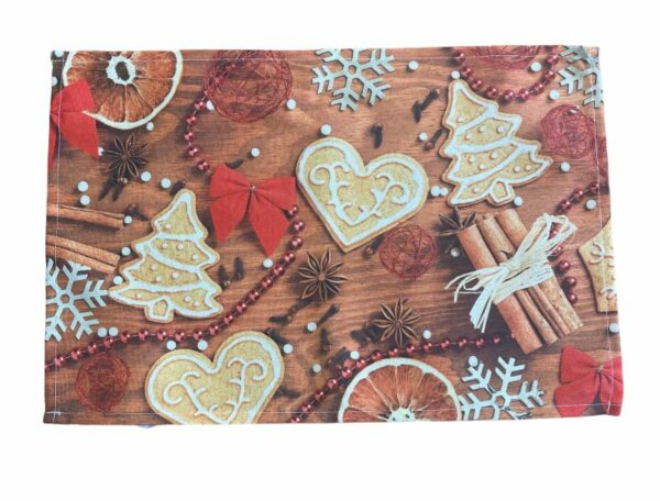 Placemat - bedrukt - Kerst - Bruin - Oranje - Kaneel en Kerstkoekjes - 30 x 45 cm
