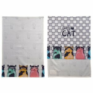 Theedoeken - Set van 2 - Creme - Katten - Kat - Lovely Cat - 50 x 70 cm