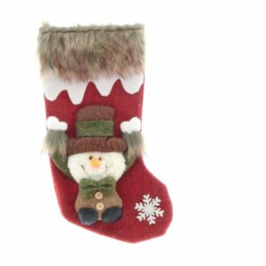 Kerstsok - Kerst - Christmas Stocking - Vidar - sokken - Sneeuwpop - Red Snowman - 17x34 cm