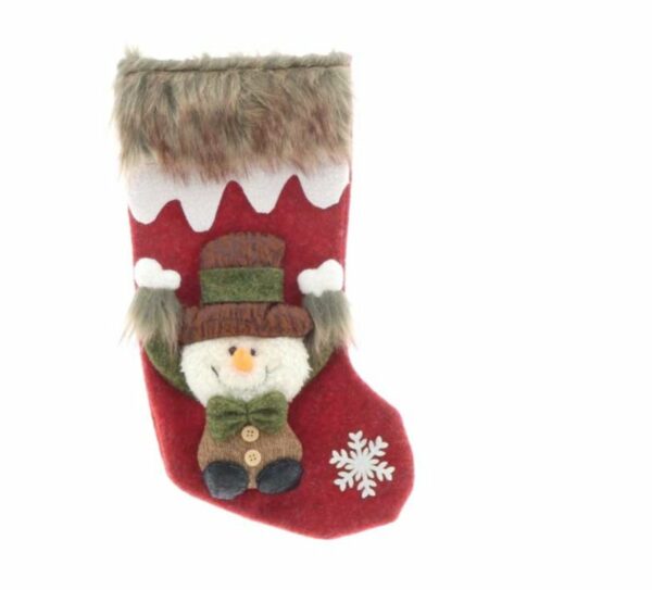 Kerstsok - Kerst - Christmas Stocking - Vidar - sokken - Sneeuwpop - Red Snowman - 17x34 cm