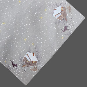 Tafelkleed - Kerst - Grijs - Wintertafereel met sneeuwvlokken - Vierkant 85 cm
