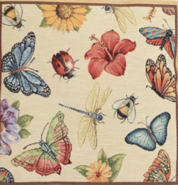 Tafelkleed - Luxe Gobelinstof - Butterfly - Vlinder - Zonnebloem - Vierkant 100 x 100 cm